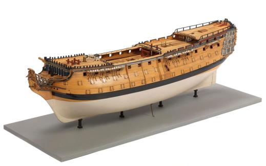 Ship model of Queen Charlotte (1789) Warship, first rate, 100 guns, made circa 1789 Three quarter bow SLR0555