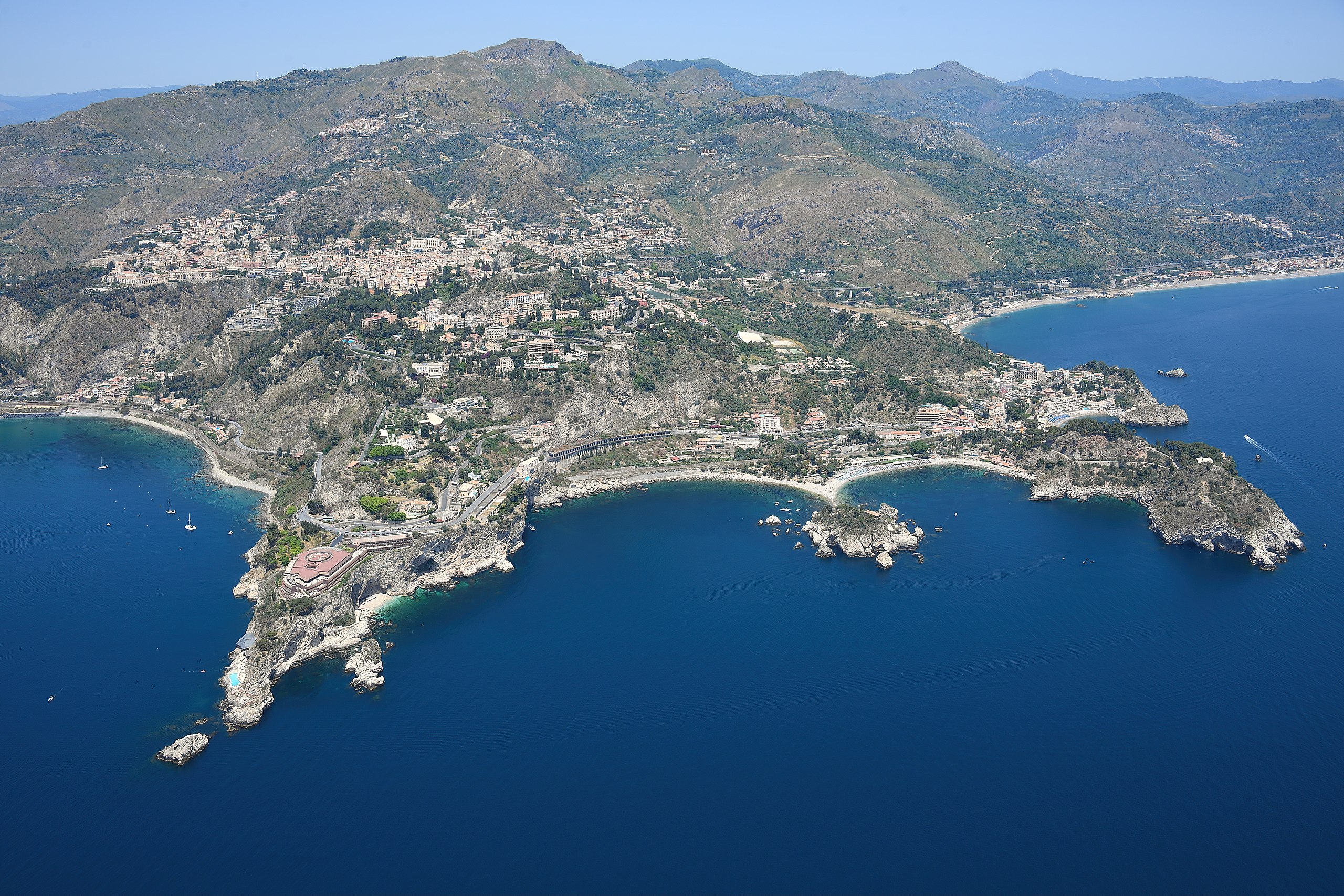 Aerial image of the coast of Taormina (view from the southeast)